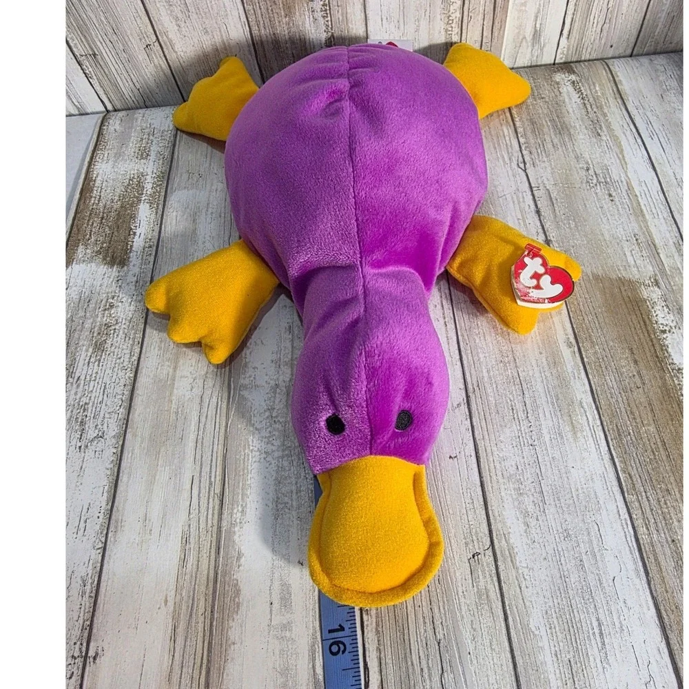 Ty‎ Beanie Buddy Patti the Platypus 1998 Vintage Purple Yellow Large Plush 16 '